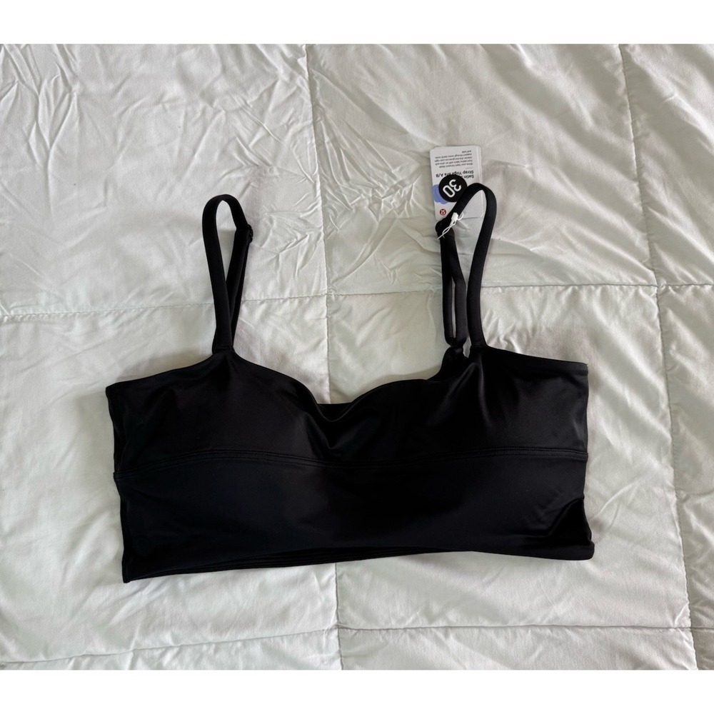 New LULULEMON SIZE 12 SATIN SPAGHETTI STRAP YOGA BRA A/B BLACK Sold Out